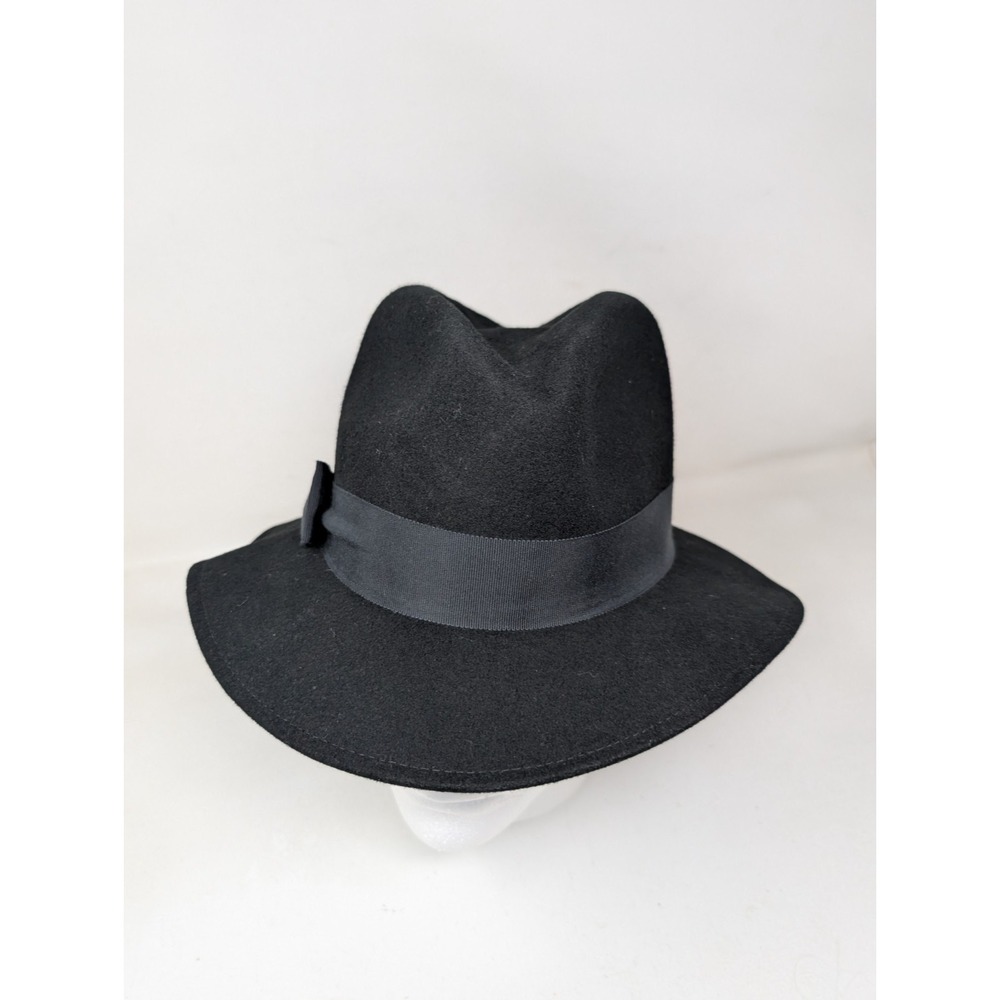 Bollman Hat Co Black Doeskin Felt 100% Wool Fedora Hat Size ‎ 6 7/8 Small 55 CM - Picture 4 of 8